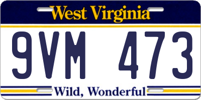 WV license plate 9VM473