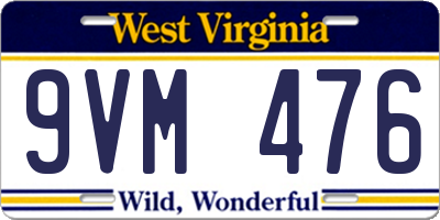 WV license plate 9VM476