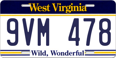 WV license plate 9VM478