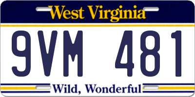 WV license plate 9VM481