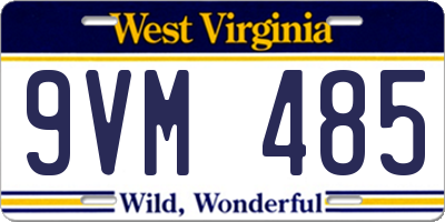 WV license plate 9VM485