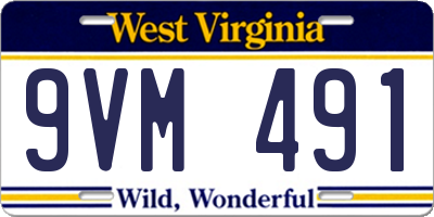 WV license plate 9VM491
