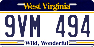 WV license plate 9VM494