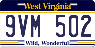 WV license plate 9VM502