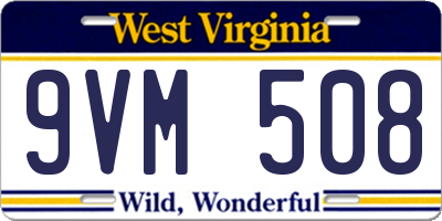 WV license plate 9VM508
