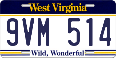 WV license plate 9VM514