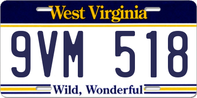 WV license plate 9VM518