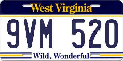 WV license plate 9VM520