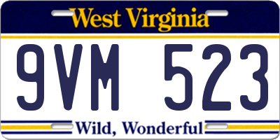 WV license plate 9VM523