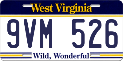 WV license plate 9VM526