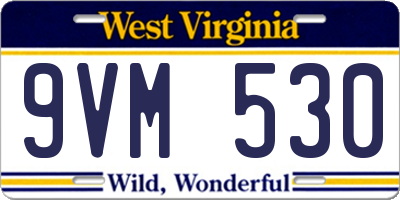 WV license plate 9VM530