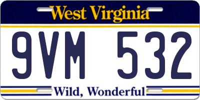 WV license plate 9VM532