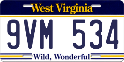 WV license plate 9VM534