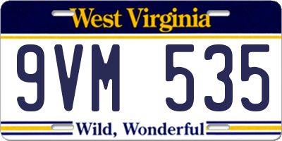 WV license plate 9VM535
