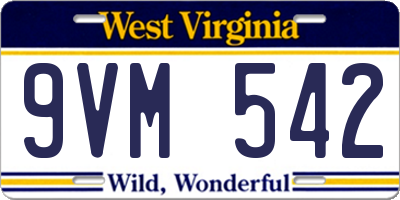 WV license plate 9VM542