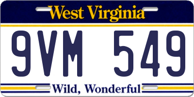 WV license plate 9VM549