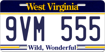 WV license plate 9VM555