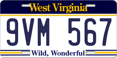 WV license plate 9VM567