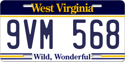 WV license plate 9VM568