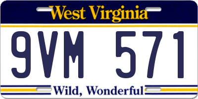 WV license plate 9VM571