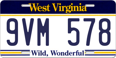 WV license plate 9VM578
