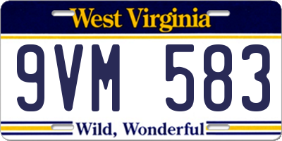 WV license plate 9VM583