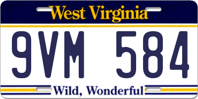 WV license plate 9VM584