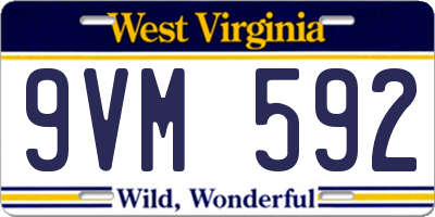 WV license plate 9VM592