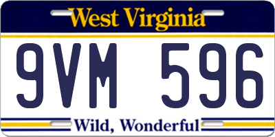 WV license plate 9VM596