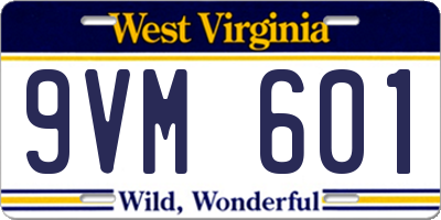 WV license plate 9VM601