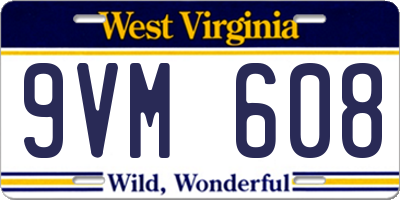 WV license plate 9VM608