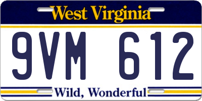 WV license plate 9VM612
