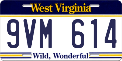 WV license plate 9VM614