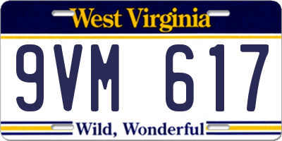 WV license plate 9VM617