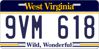 WV license plate 9VM618