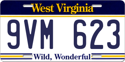 WV license plate 9VM623