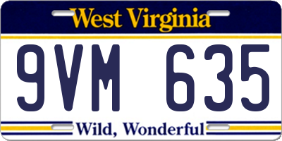 WV license plate 9VM635