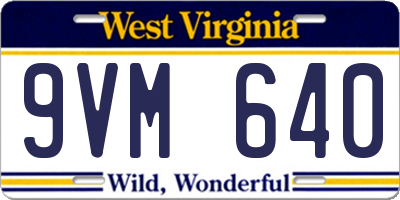 WV license plate 9VM640