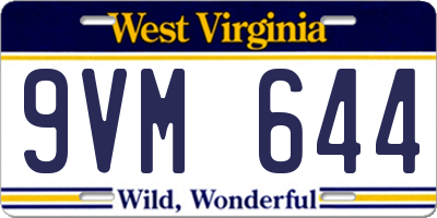 WV license plate 9VM644