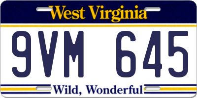 WV license plate 9VM645