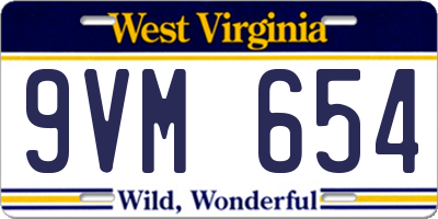 WV license plate 9VM654