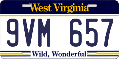 WV license plate 9VM657