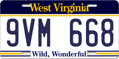 WV license plate 9VM668