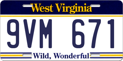 WV license plate 9VM671