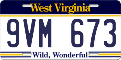 WV license plate 9VM673