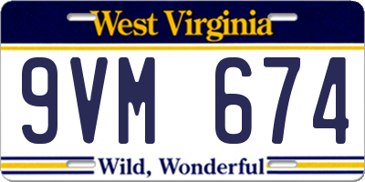 WV license plate 9VM674
