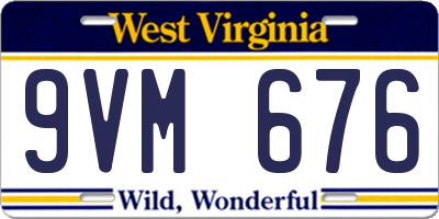 WV license plate 9VM676