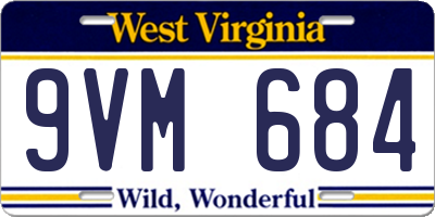 WV license plate 9VM684