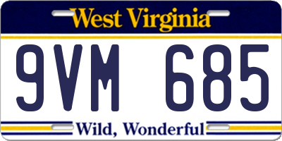 WV license plate 9VM685