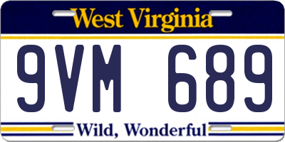 WV license plate 9VM689